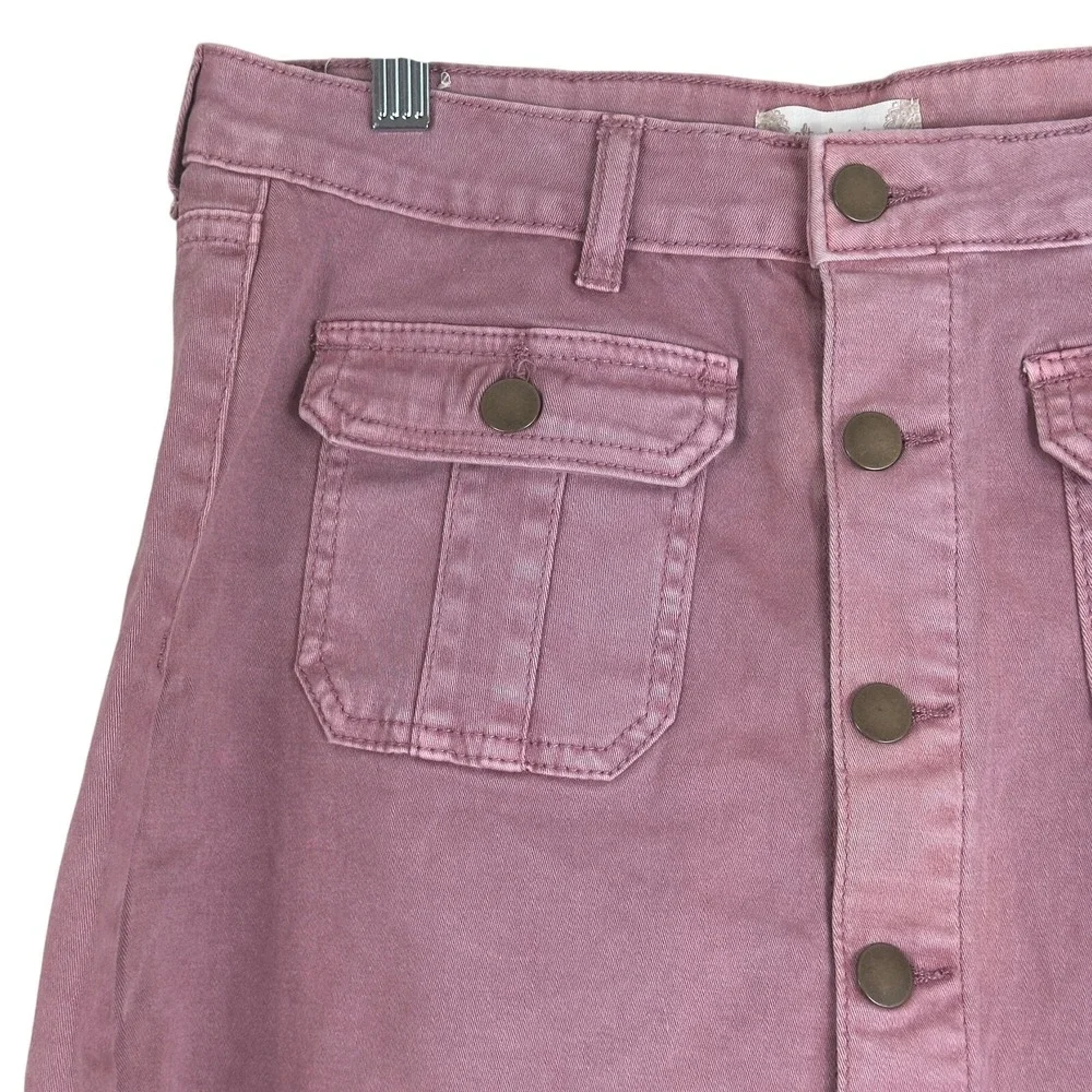 Altar'd State Mini Skirt Womens S Mauve Denim Mini Cotton Button Front Y2K Retro